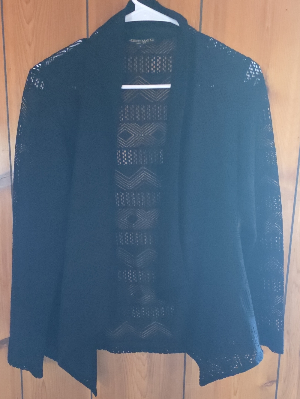 Alberto Makali Black Open-Front Crochet Cardigan